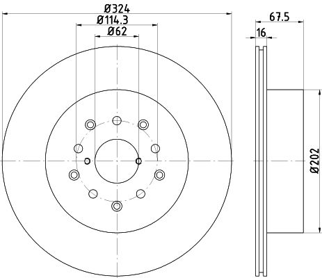 HELLA PAGID Тормозной диск 8DD 355 114-941